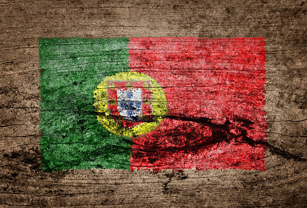 istock Portugal flag painted on wood background 500490132
