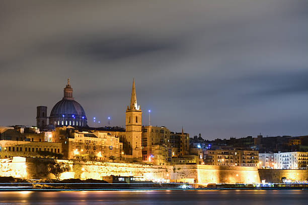 Valletta at night stock photo