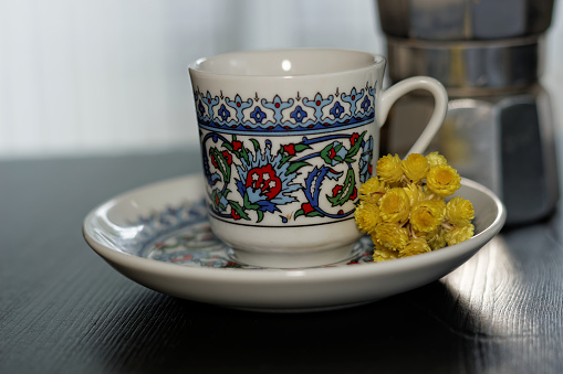 Turkish coffee cup with Cuban cafetera