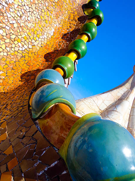 Barcelona, Cataluña, Spain - October 26, 2025: Casa Batlló, Antoni Gaudí's iconic modernist building on Passeig de Gràcia in Barcelona, Catalonia, attracting a large group of tourists observing its unique façade