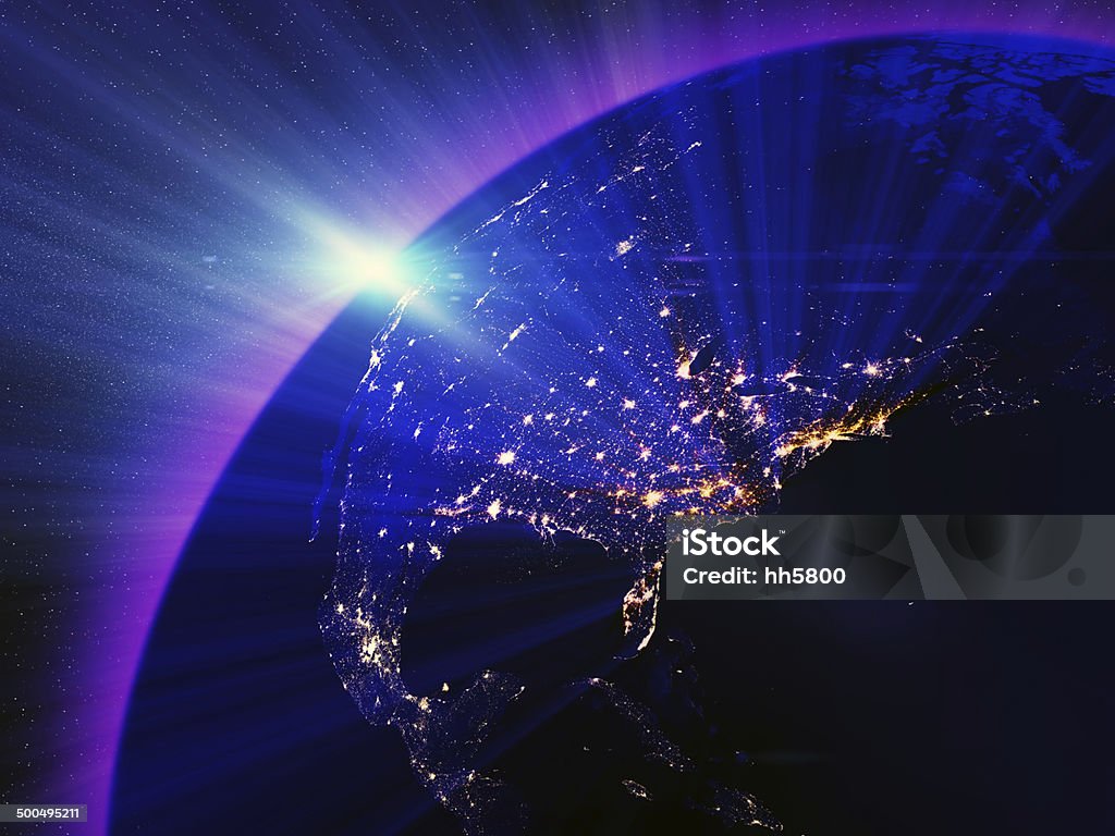 USA city lights at night City Stock Photo