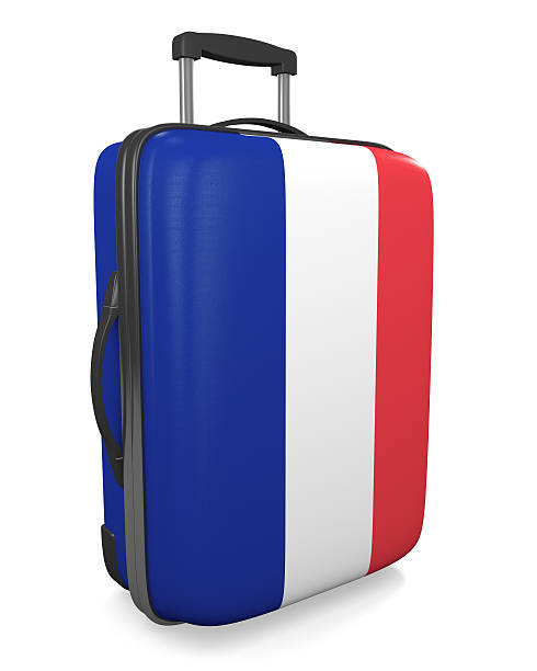 france férias destino conceito de uma bandeira pintada mala de viagem - suitcase flag national flag isolated on white imagens e fotografias de stock