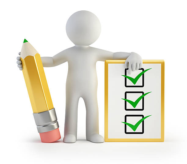 istock 3d small people - clipboard and pencil 500505591