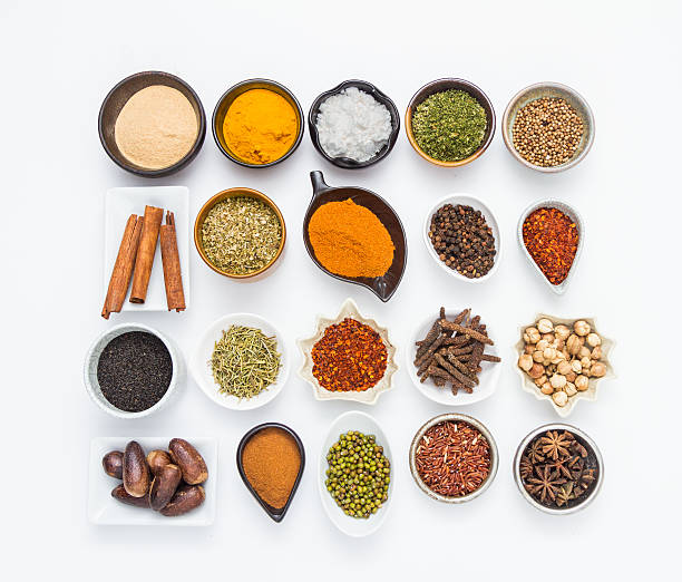 istock Spices for heath and cooking on white background. 500507260