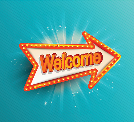 Arrow, Welcome Sign, Retro Styled, 1940-1980 Retro-Styled Imagery,