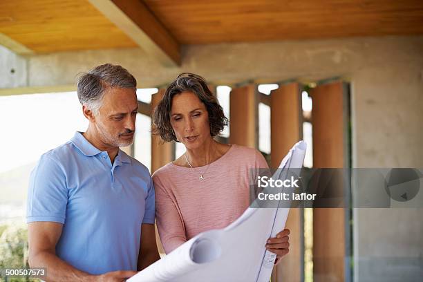 Make Sure You Leave Room For A Pool Stock Photo - Download Image Now - Blueprint, Couple - Relationship, House