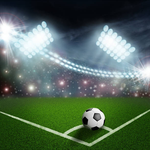 istock soccer ball on the green field corner 500508443