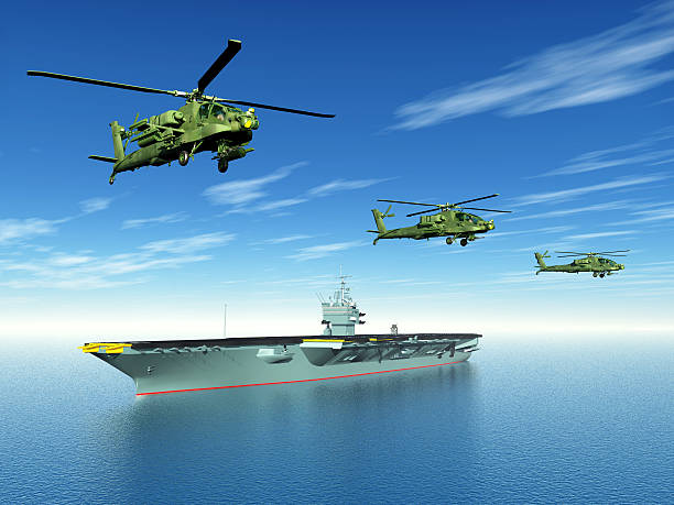 istock Apache Helicopters and Aircraft Carrier 500508775