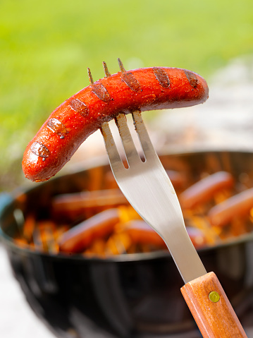 Hotdogs Cooking on the BBQ -Photographed on Hasselblad H3D-39mb Camera