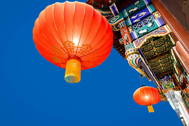istock The red lanterns hanging on the traditional Chinese architecture 500511500