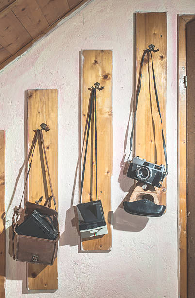 istock Vintage photo camera hooked on the wall 500513584