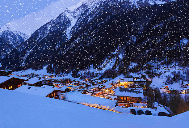 istock Mountains ski resort Solden Austria at sunset 500515404