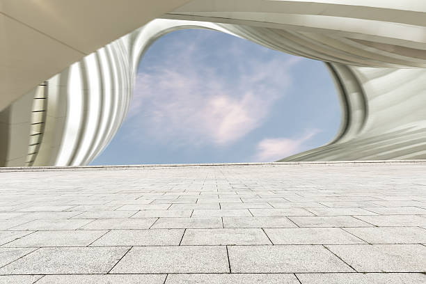 istock square floor road in front of the Modern urban architecture 500516086