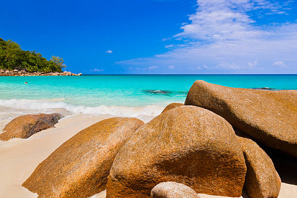 istock Tropical beach at island Praslin Seychelles 500516550
