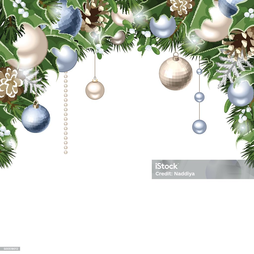 Christmas Background With Blue And Silver Decorations Vector Eps10