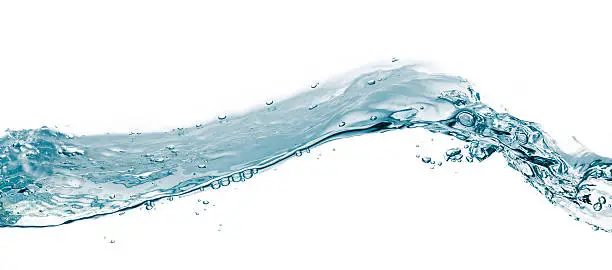 Water splash isolated on white. Close up of splash of water forming flower shape, isolated on white background.