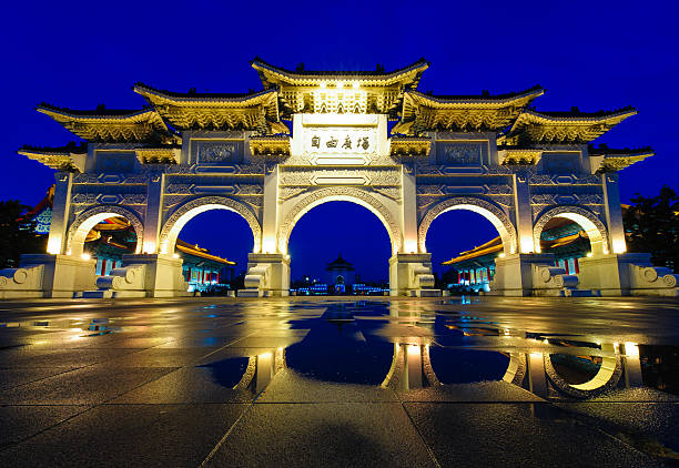 night scene of CKS memorial hall gate to the CKS memorial hall and liberty market square chiang kai shek photos stock pictures, royalty-free photos & images