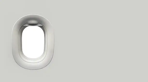 Airplane window and place for text