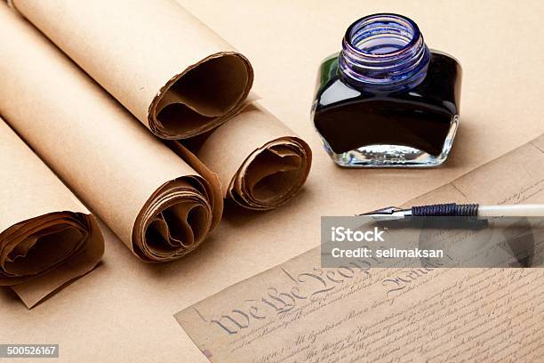 Decleration Of Independence Document Ink And Feather Quill Pen Stock Photo - Download Image Now