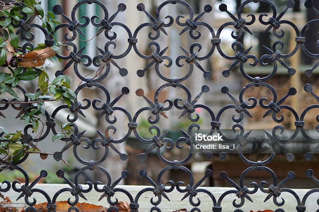 rusty iron railing rusty iron railing in private house Decoration Stock Photo