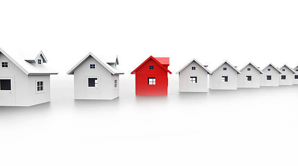 istock Houses concept one is red 500535445