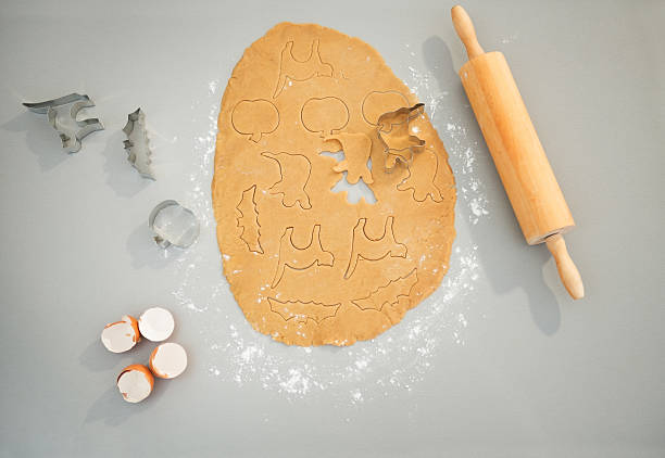 istock Closeup on shapes of cut out Halloween biscuits 500535964