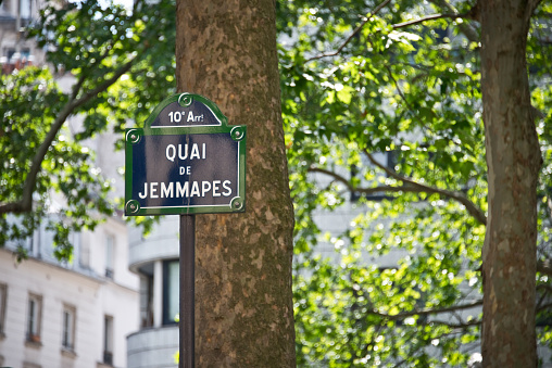 Paris, France, 11 august 2022: Rue Montmartre sign in old Paris.