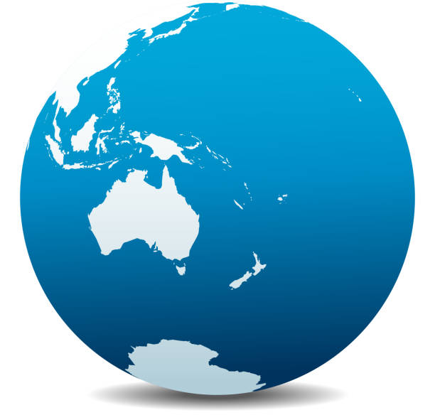 Australia and New Zealand, Global World Australia and New Zealand, Global World pacific ocean stock illustrations