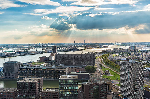 Rotterdam city with industry harbour