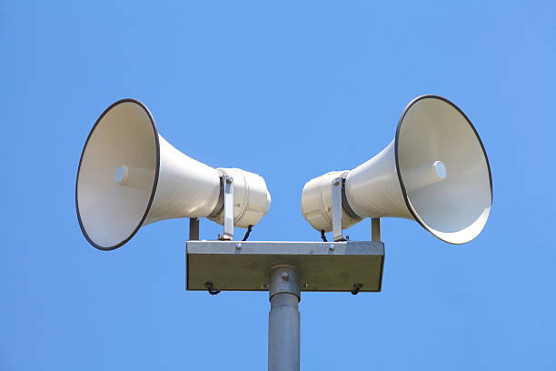istock Outside loudspeaker against nice blue sky 500538289