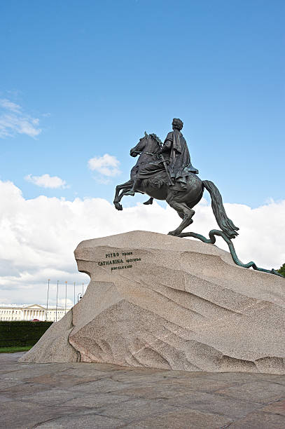 istock Peter I monument on blue sky. Saint-petersburg 500538489