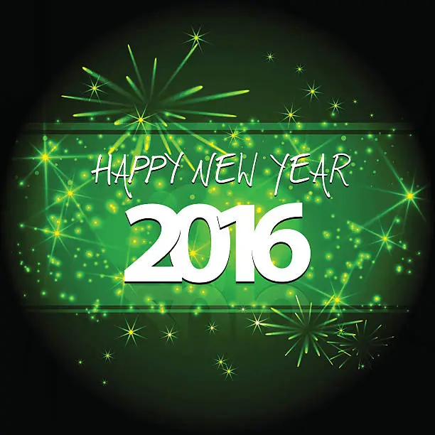 Vector illustration of Happy New year's eve 2016 at night with firekworks stars
