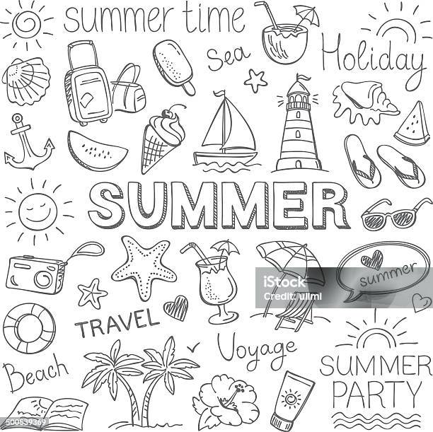Summer Stock Illustration - Download Image Now - Summer, Doodle ...
