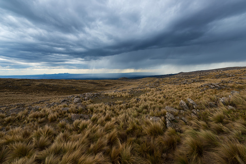 Argentine hills in a cludy and rainy day