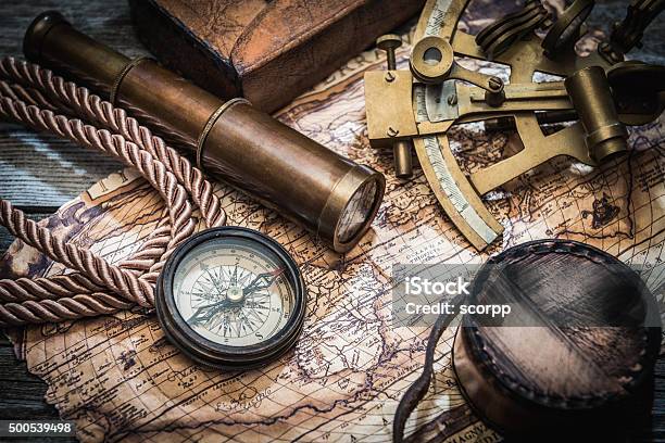 Vintage Marine Still Life Stock Photo - Download Image Now - Ancient, Antique, Antiquities