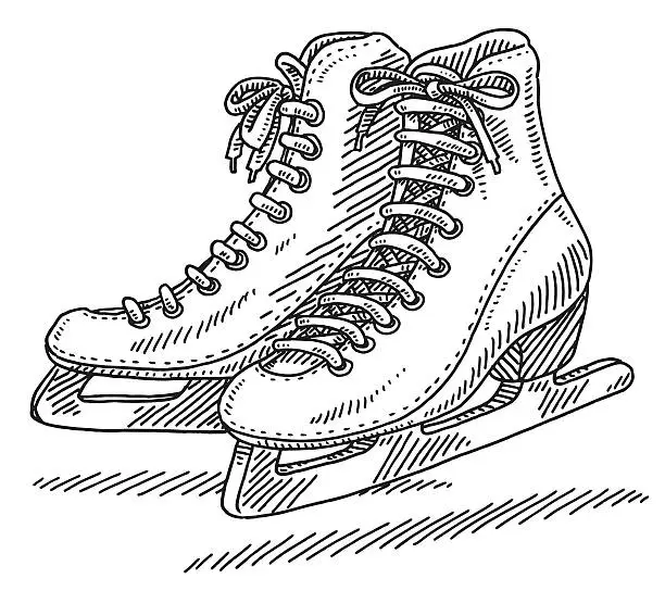Vector illustration of Pair Of Ice Skates Drawing