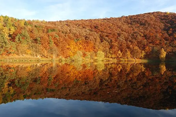 Edersee reflection in autumn