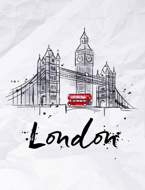 poster london - londra i̇ngiltere illüstrasyonlar stock illustrations