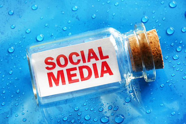 Social media message in a bottle concept for networking, communication and community help