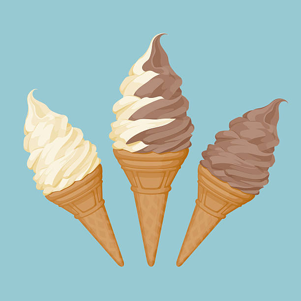 Soft Ice Cream Cone Vector illustration of ice cream.  vanilla ice cream stock illustrations