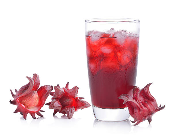 istock roselle flower juice in glass with ice 500542672