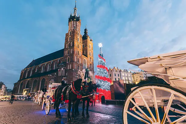 Photo of Christmas decoration at the Main Market square of Krakow