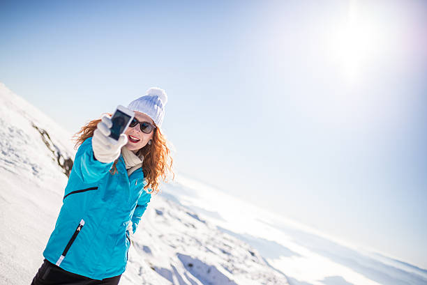 istock Takes selfie on mountain peak 500546502