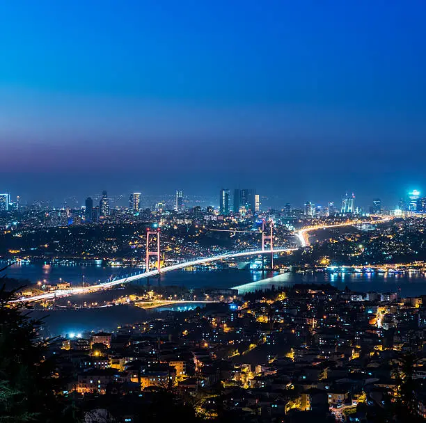 Bosphorus Bridge at night Istanbul / Turkey