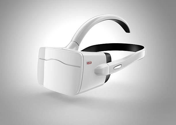 istock White VR headset isolated on gray background. 500547240