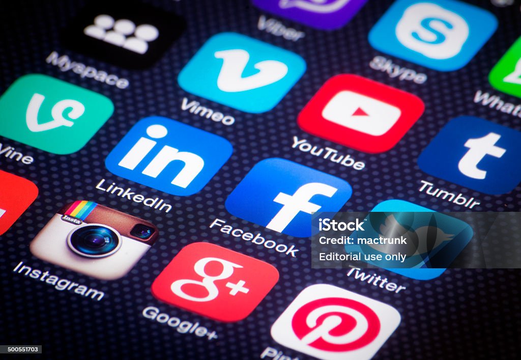 Social media Hilversum, The Netherlands - April 6, 2014: In 2013 90% of teens and about 73% of online adults are using social networking site. Social Media Stock Photo