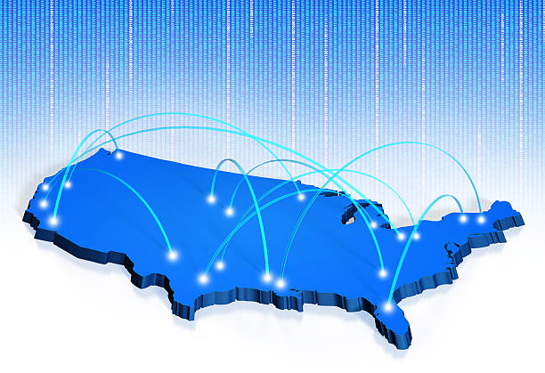 istock American connections map for internet, transport, and calling network concepts 500553307