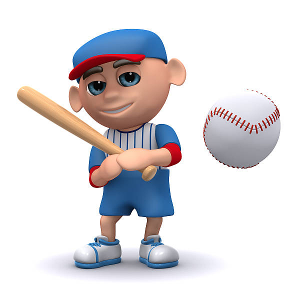 istock 3d Baseball kid has hit the ball 500555649