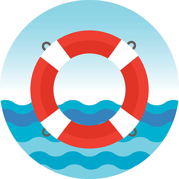 lifebuoy 파란색 바다빛 - life belt water floating on water buoy stock illustrations
