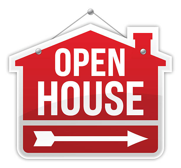 Open House Open house sign. EPS 10 file. Transparency effects used on highlight elements. for sale sign information sign information symbol stock illustrations